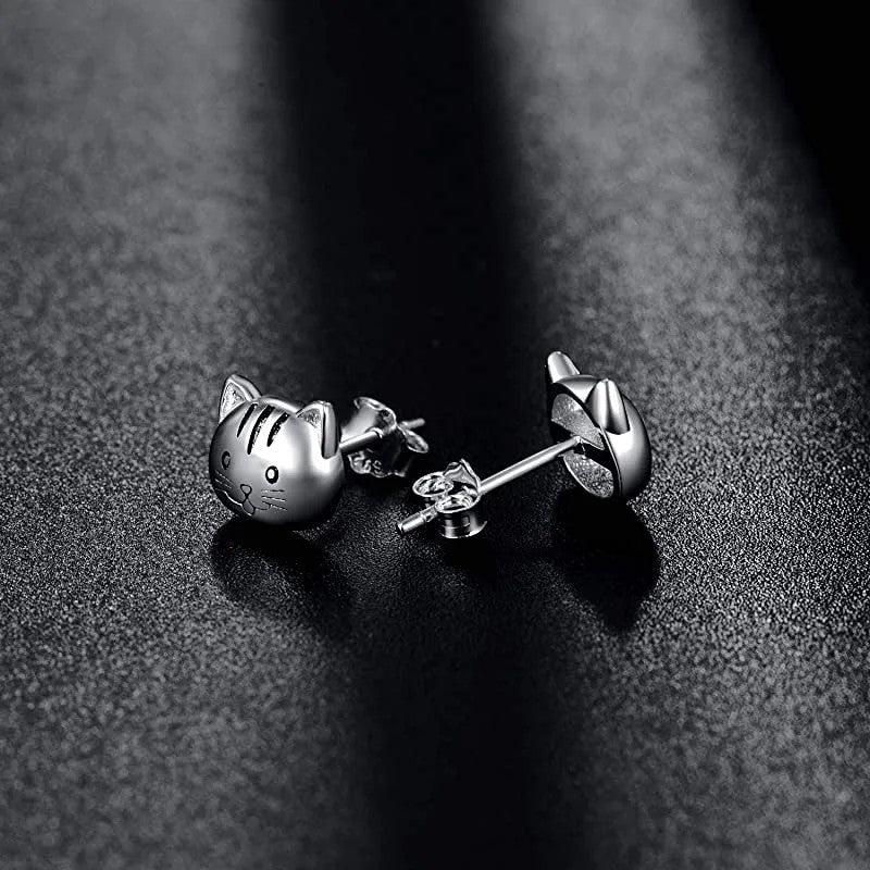 Striped Tabby Cat Stud Earrings