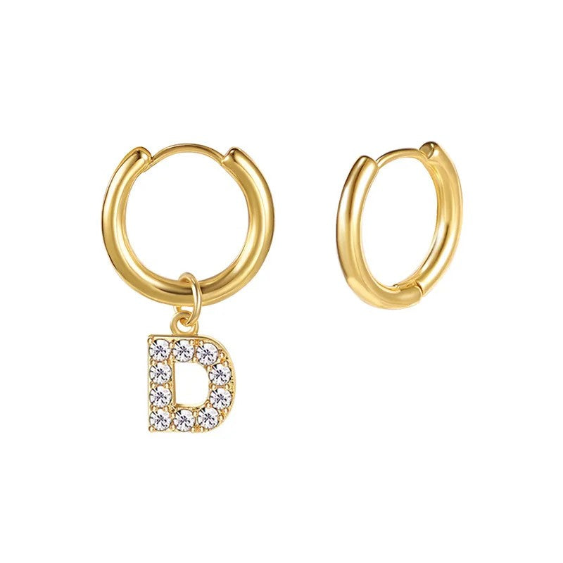 Zircon Initial Hoop Earring