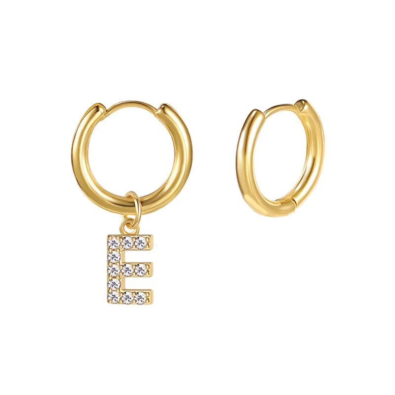 Zircon Initial Hoop Earring