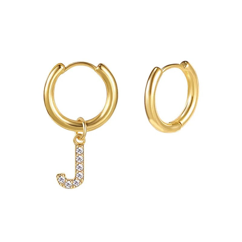 Zircon Initial Hoop Earring
