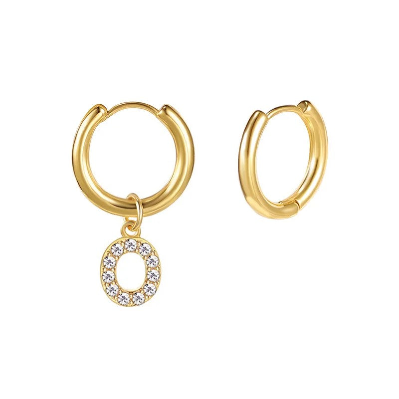 Zircon Initial Hoop Earring