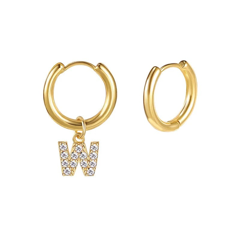 Zircon Initial Hoop Earring