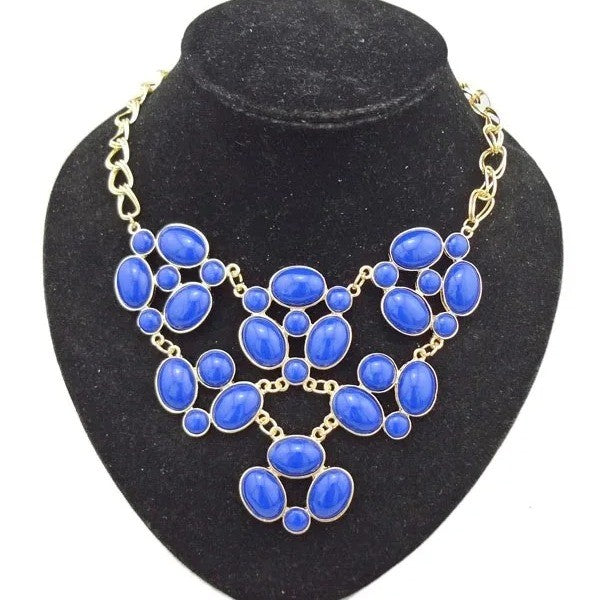Oval Cabochon Bib Statement Necklace