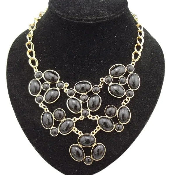 Oval Cabochon Bib Statement Necklace