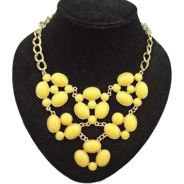Oval Cabochon Bib Statement Necklace