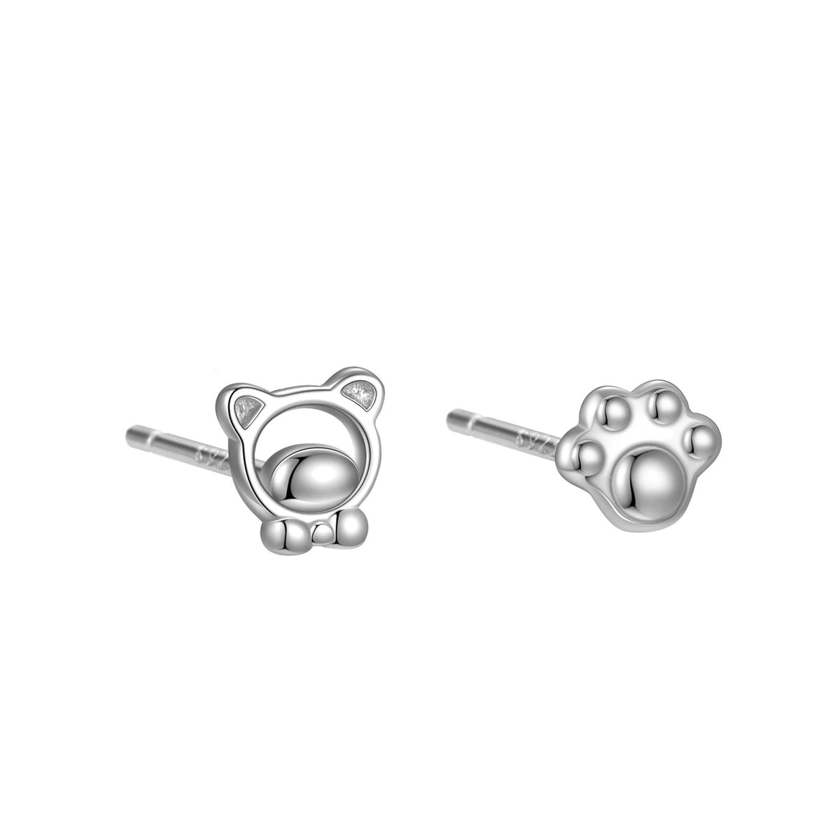 Bear & Paw Stud Earrings
