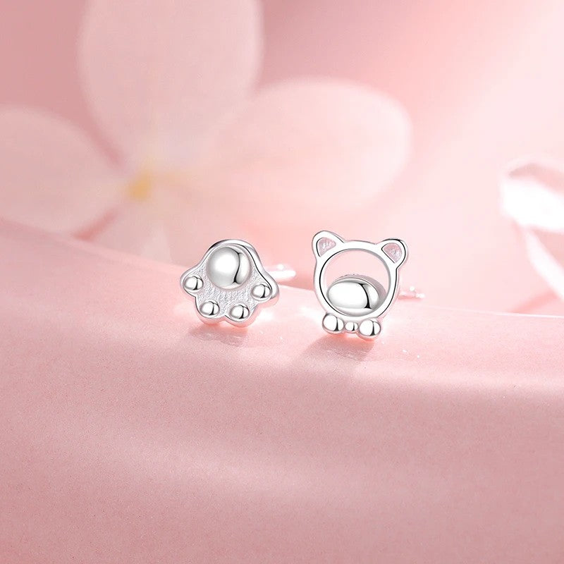 Bear & Paw Stud Earrings