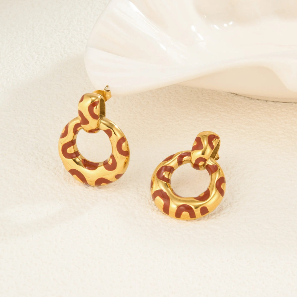 Leopard Print Interlocking Hoop Earrings