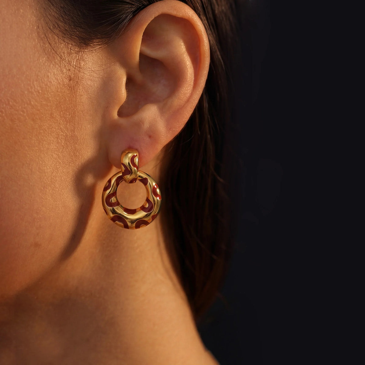 Leopard Print Interlocking Hoop Earrings