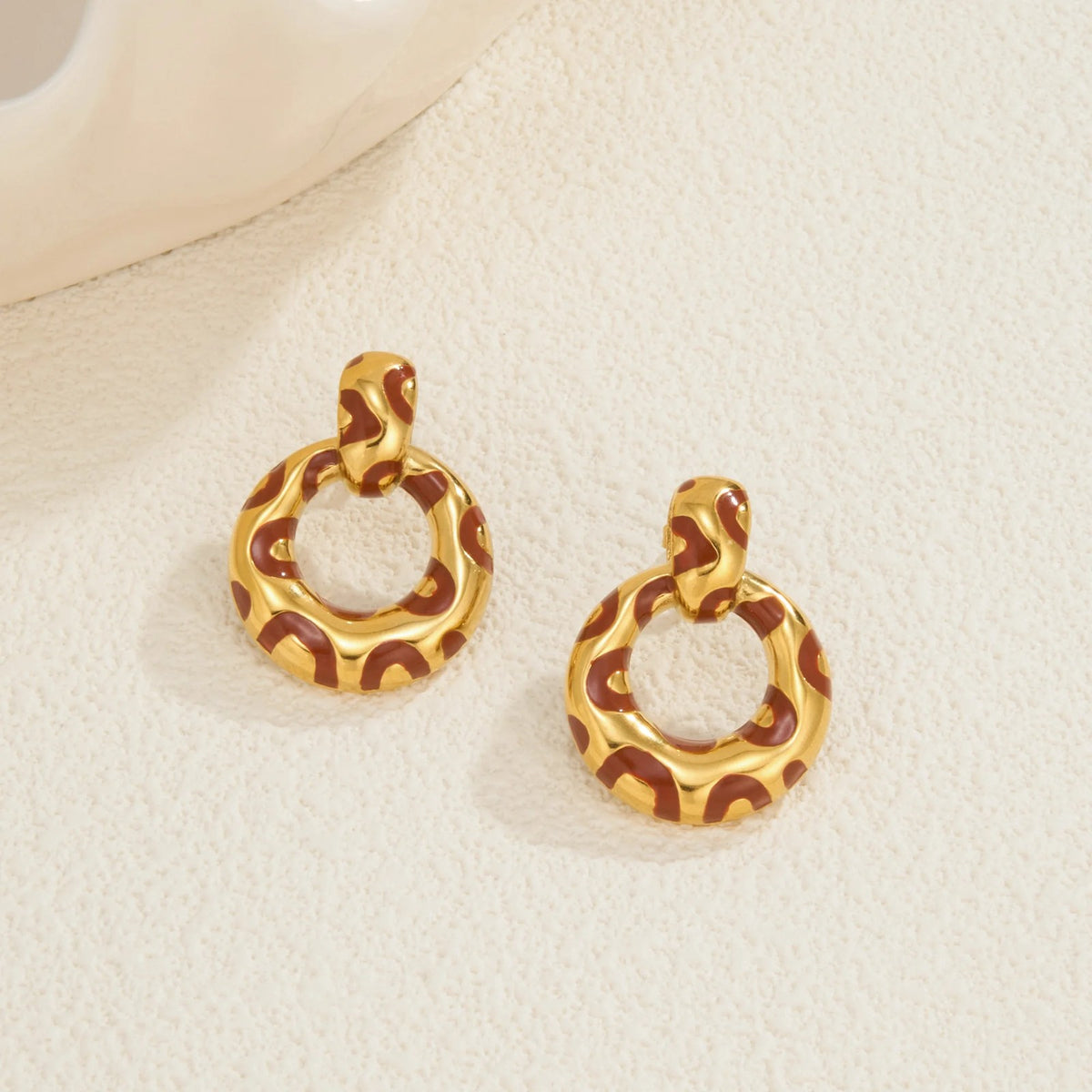 Leopard Print Interlocking Hoop Earrings