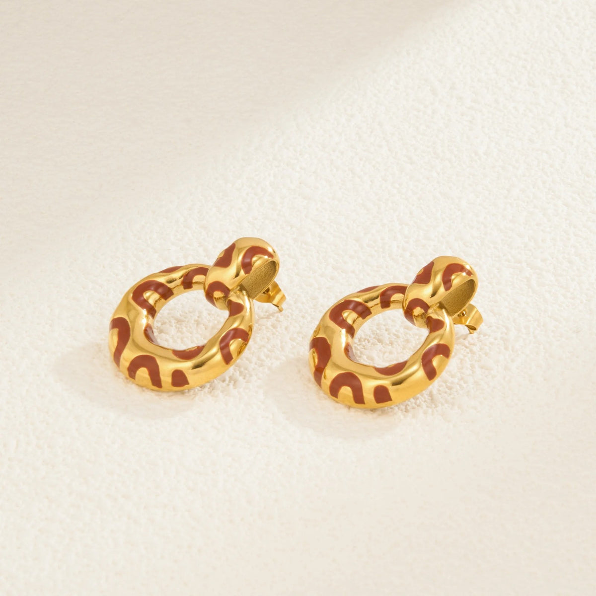 Leopard Print Interlocking Hoop Earrings
