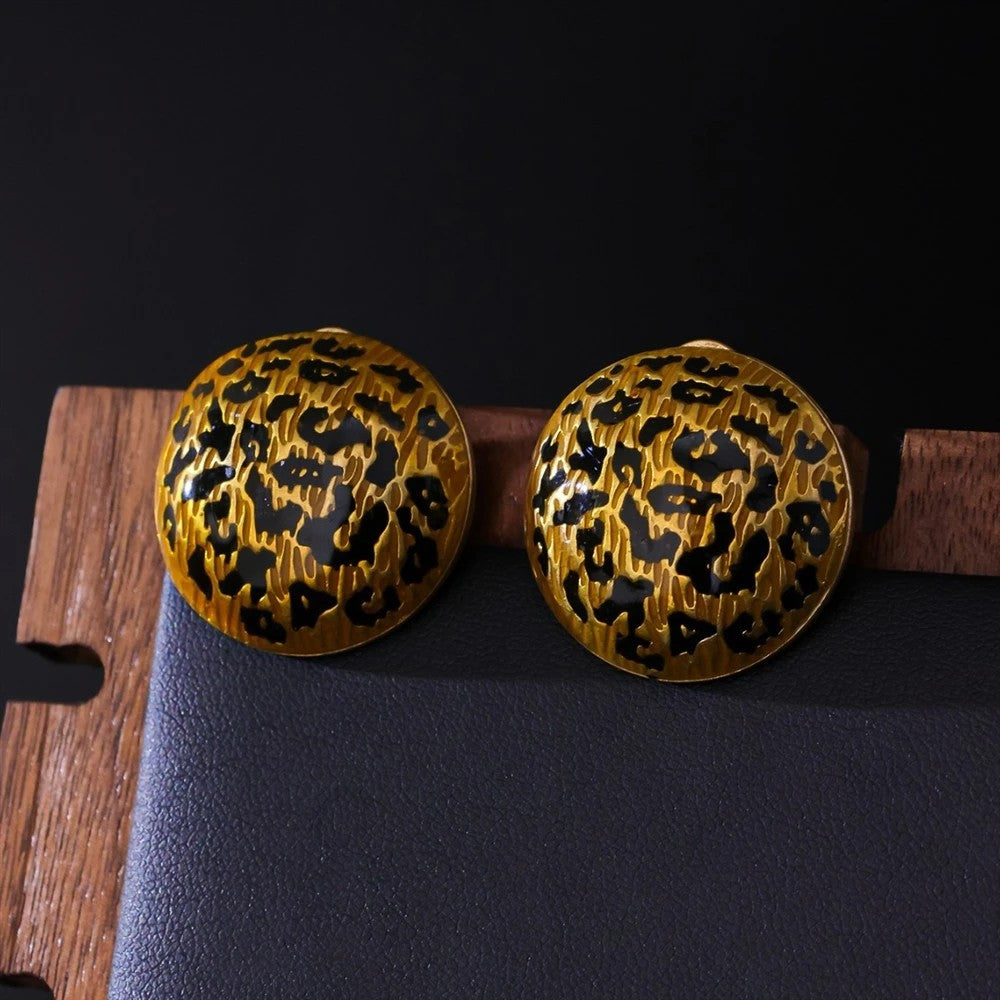 Antique Bronze Leopard Stud Earrings