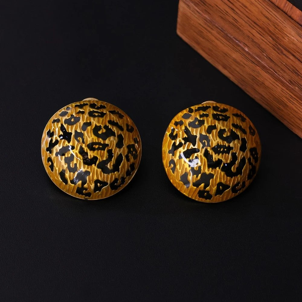 Antique Bronze Leopard Stud Earrings