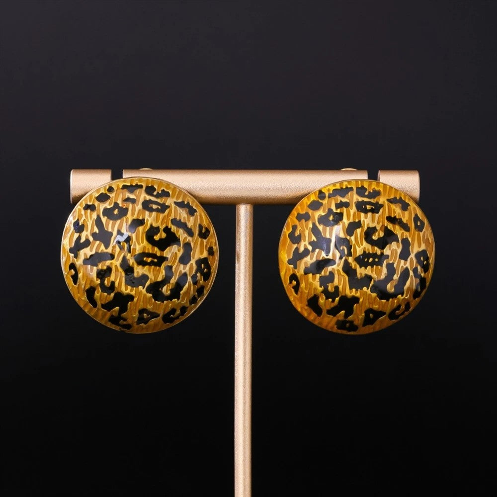 Antique Bronze Leopard Stud Earrings