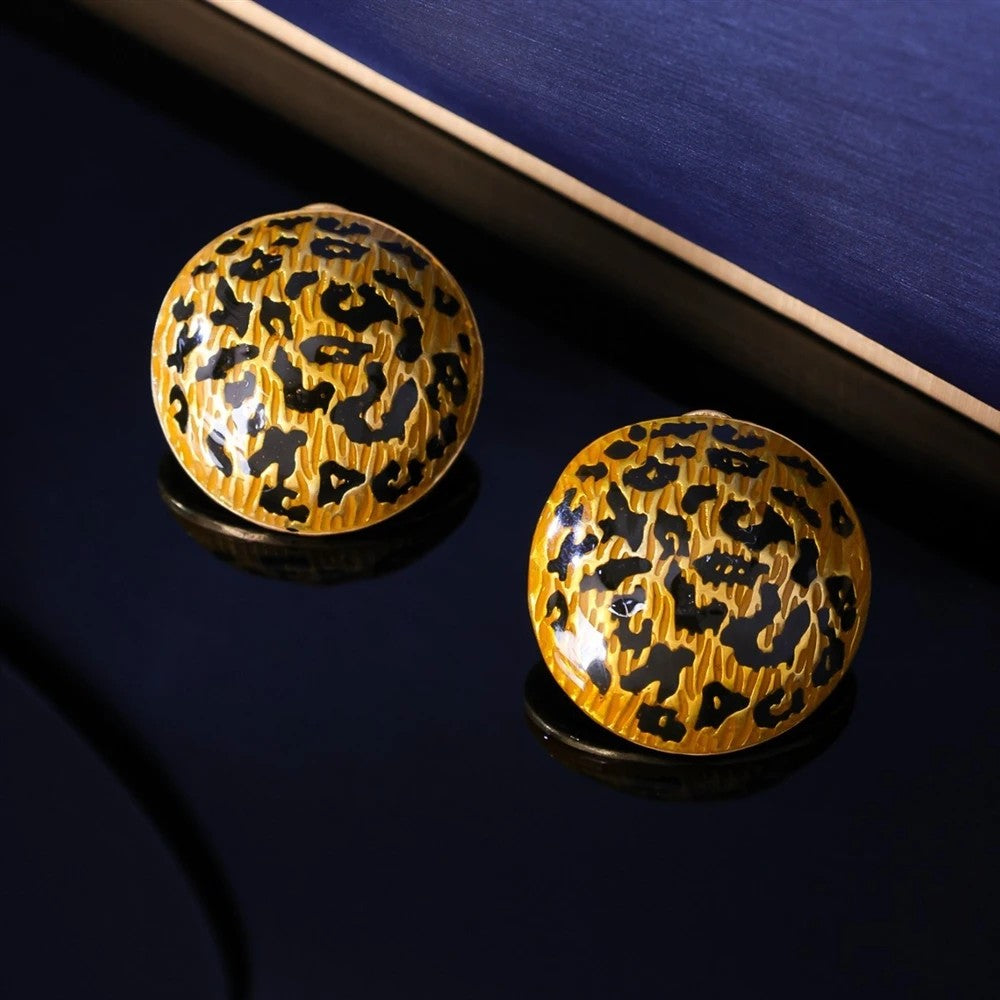 Antique Bronze Leopard Stud Earrings