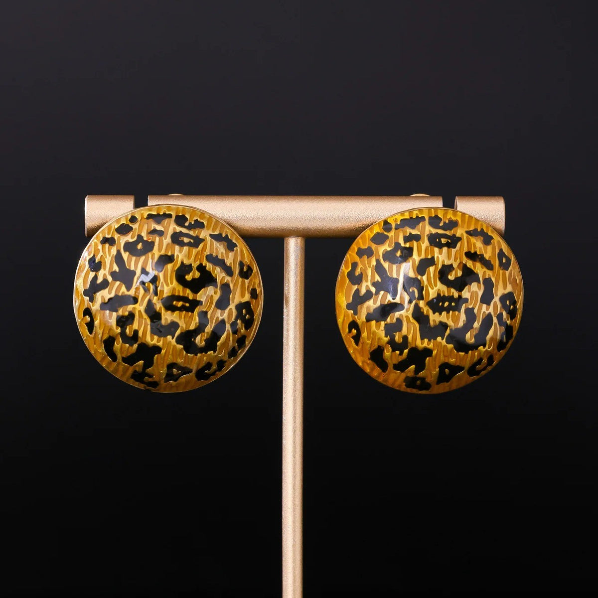 Antique Bronze Leopard Stud Earrings