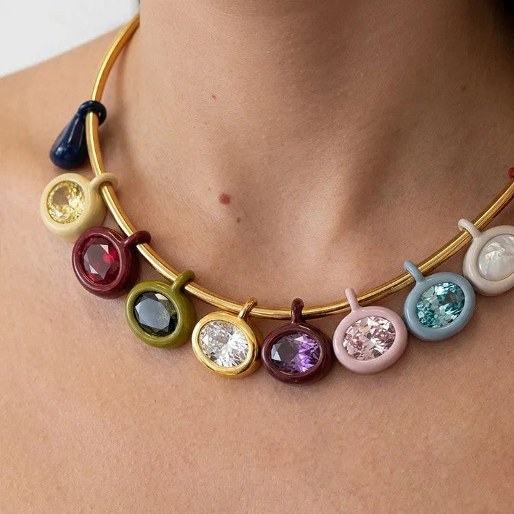 Birthstone Charm Collar Necklace