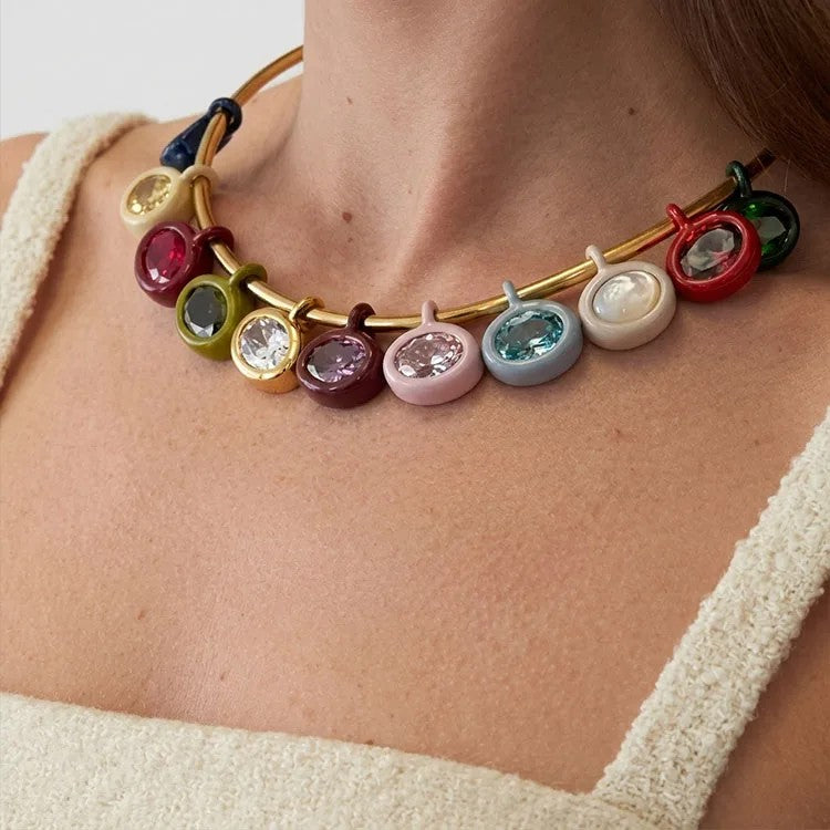 Birthstone Charm Collar Necklace