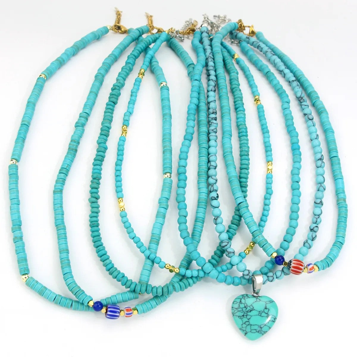 Turquoise Beaded Evil Eye Necklace