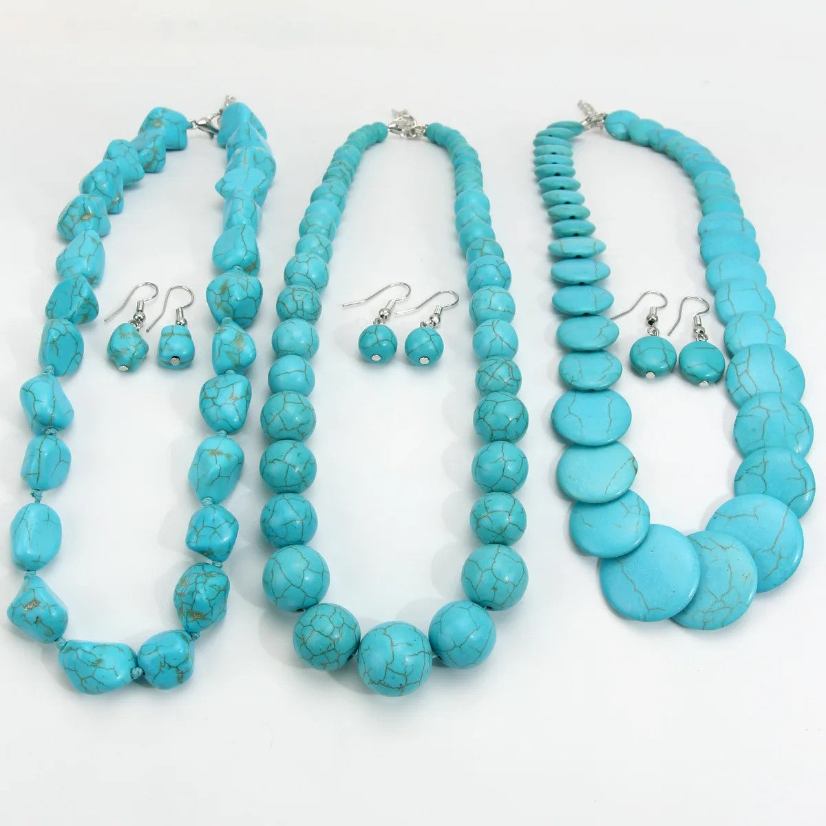 Turquoise Oval Beaded Necklace Set