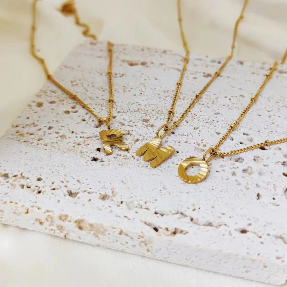 Textured Initial Necklace