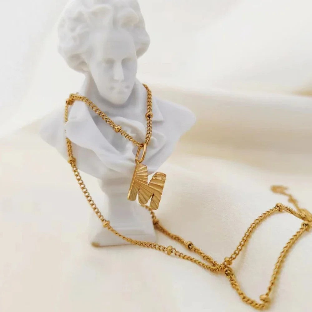 Textured Initial Necklace