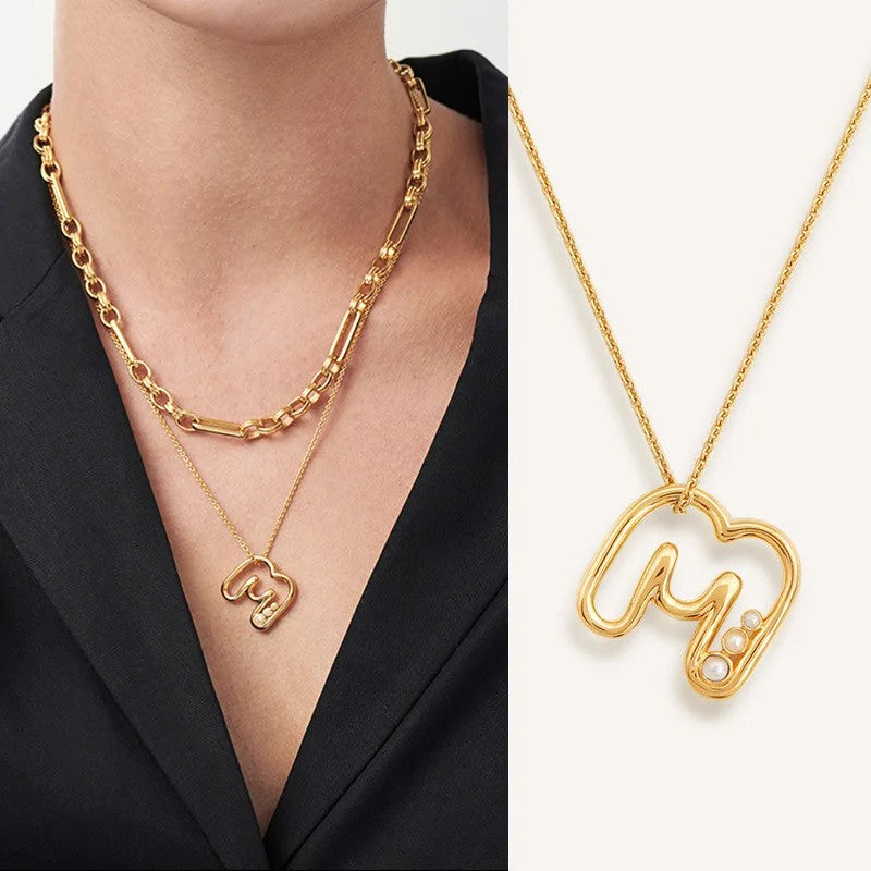 Pearl Initial Heart Necklace