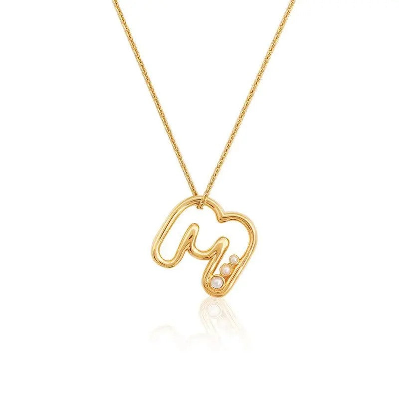 Pearl Initial Heart Necklace