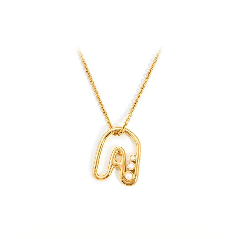 Pearl Initial Heart Necklace