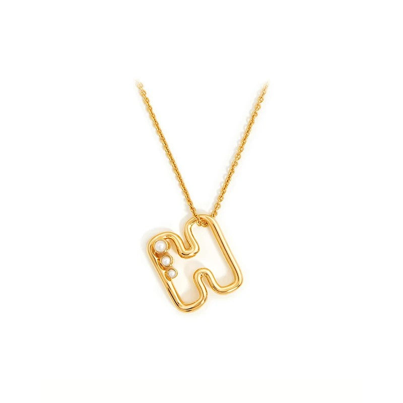 Pearl Initial Heart Necklace