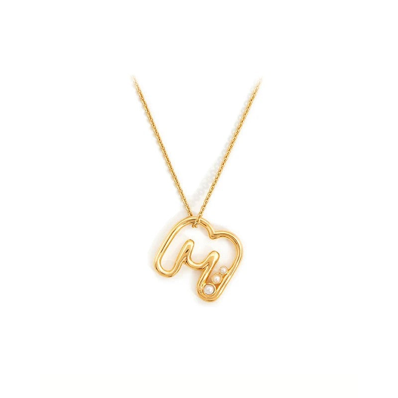 Pearl Initial Heart Necklace