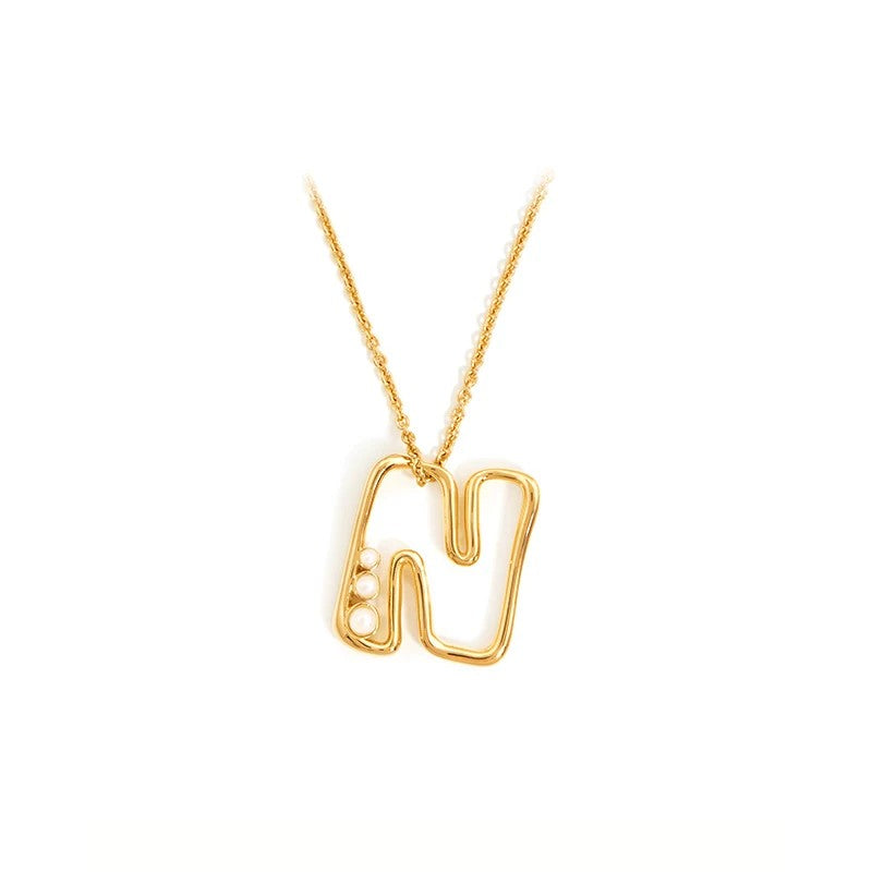 Pearl Initial Heart Necklace