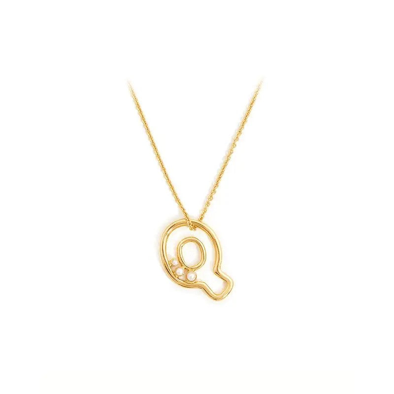 Pearl Initial Heart Necklace