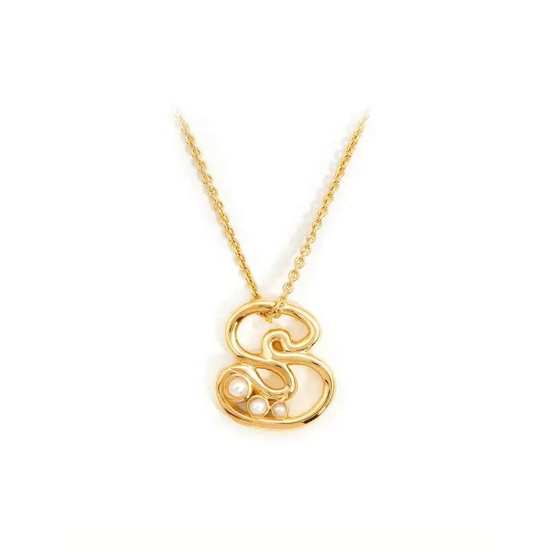 Pearl Initial Heart Necklace