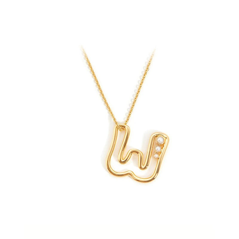 Pearl Initial Heart Necklace