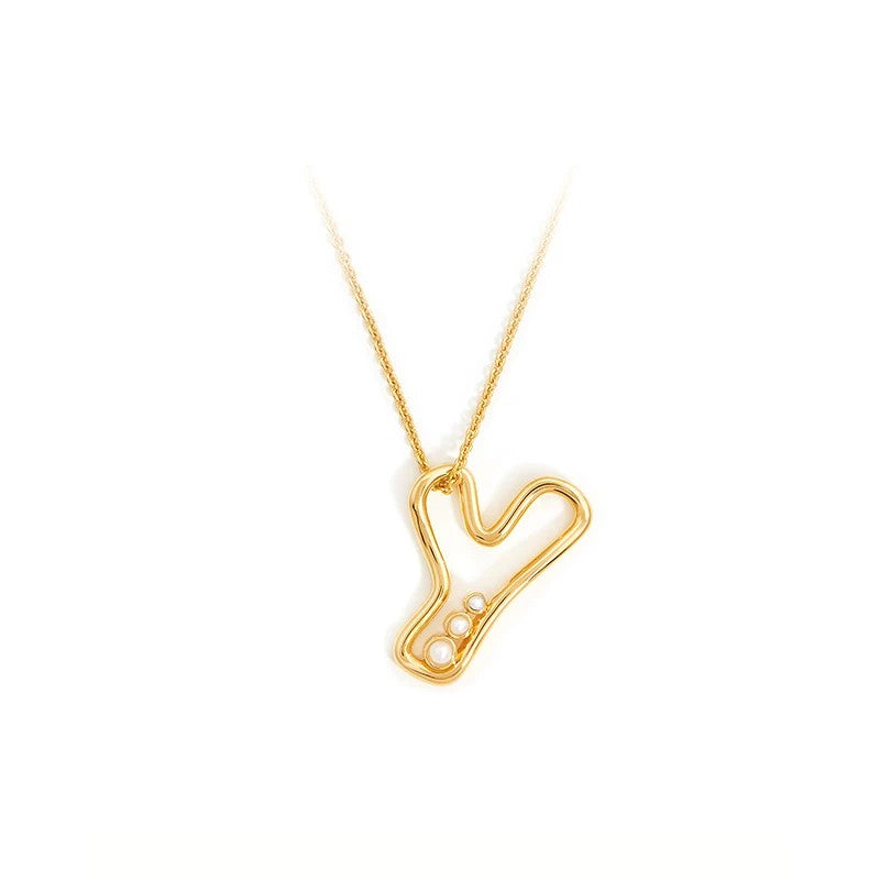 Pearl Initial Heart Necklace