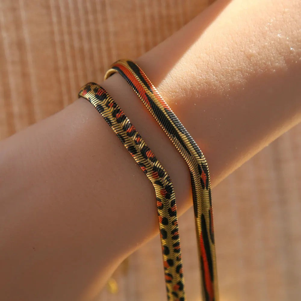 2pc Leopard Snake Chain Bracelet