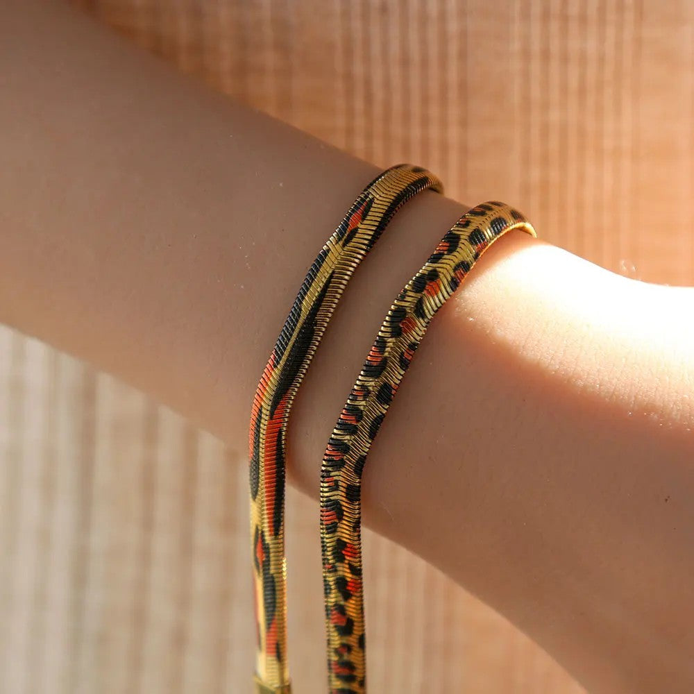 2pc Leopard Snake Chain Bracelet