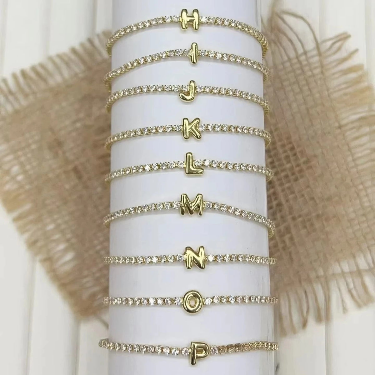Crystal Initial Tennis Bracelet Set