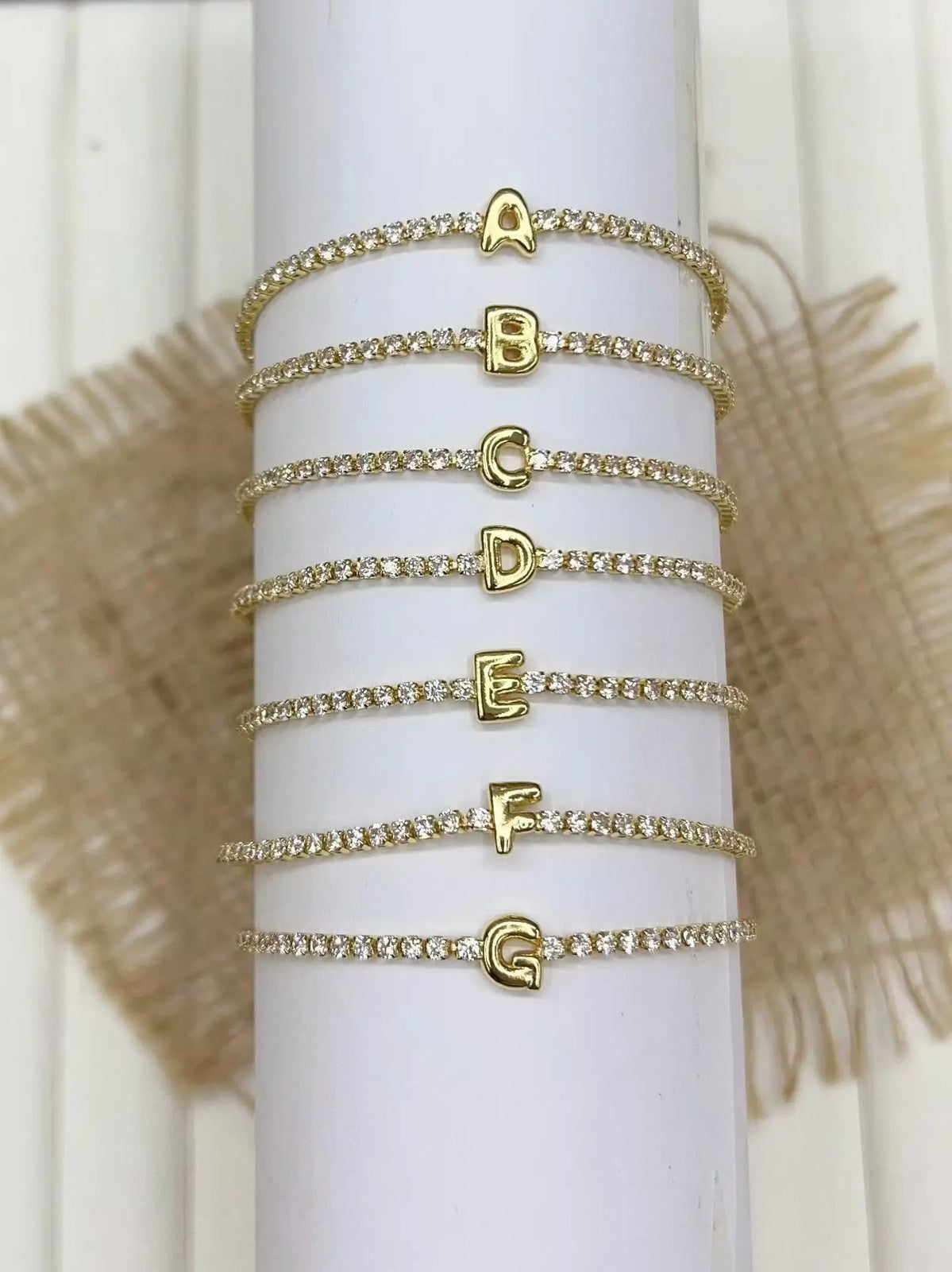 Crystal Initial Tennis Bracelet Set