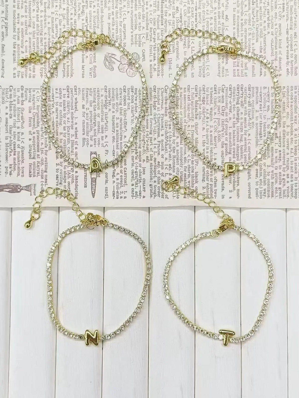 Crystal Initial Tennis Bracelet Set