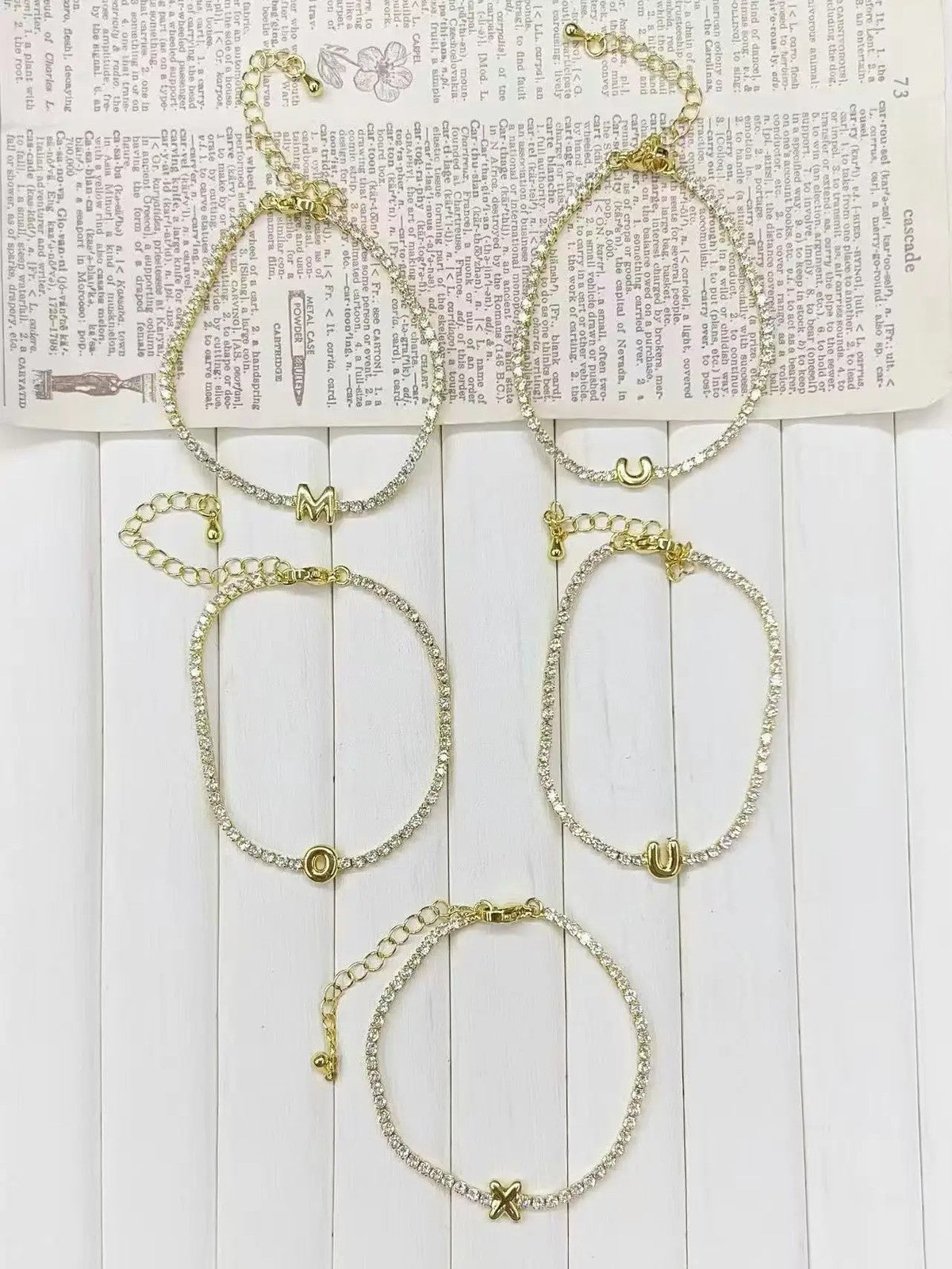 Crystal Initial Tennis Bracelet Set