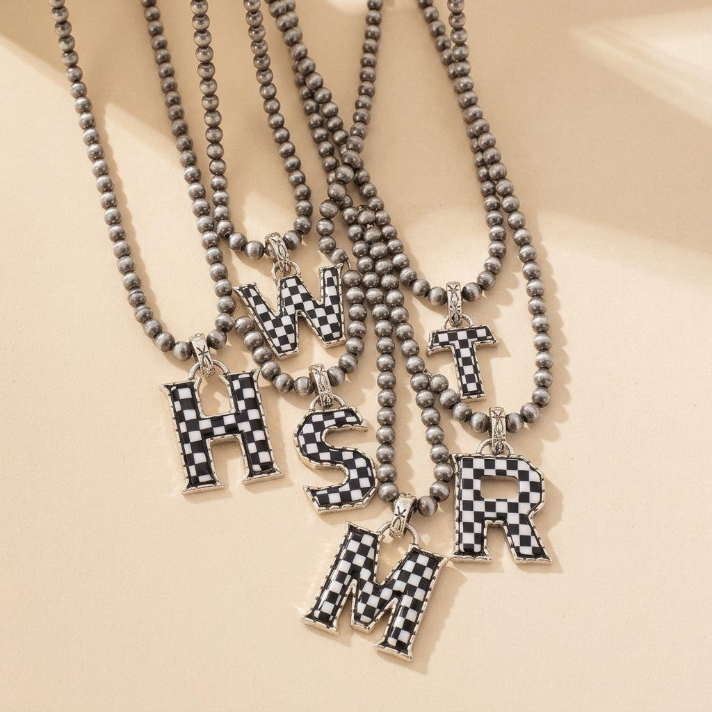 Checkerboard Letter Necklace