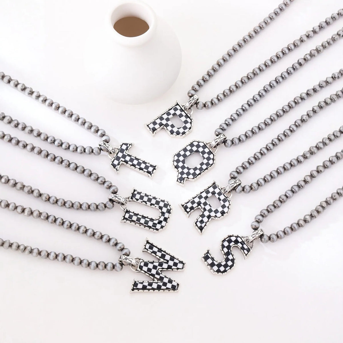 Checkerboard Letter Necklace