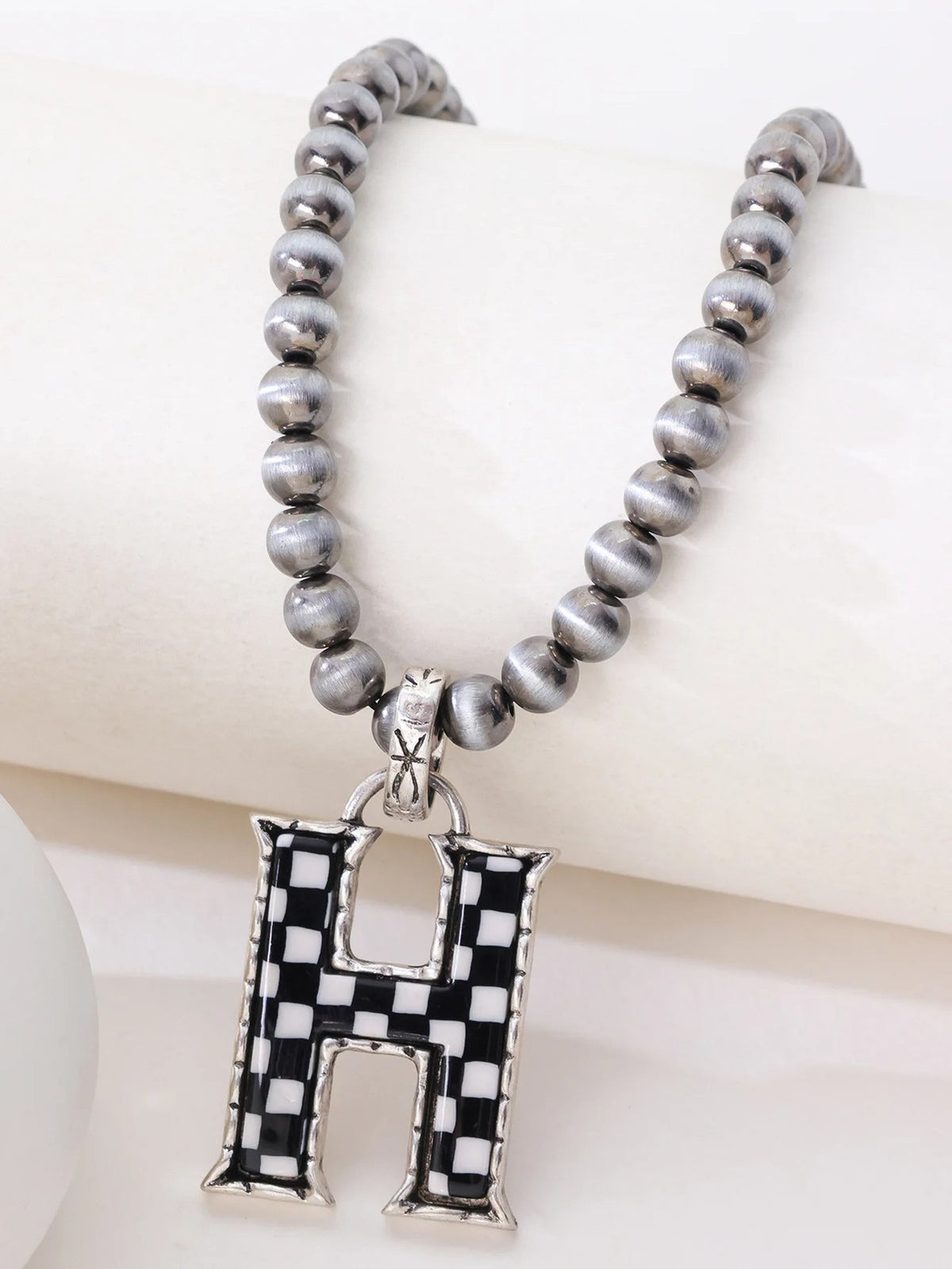 Checkerboard Letter Necklace