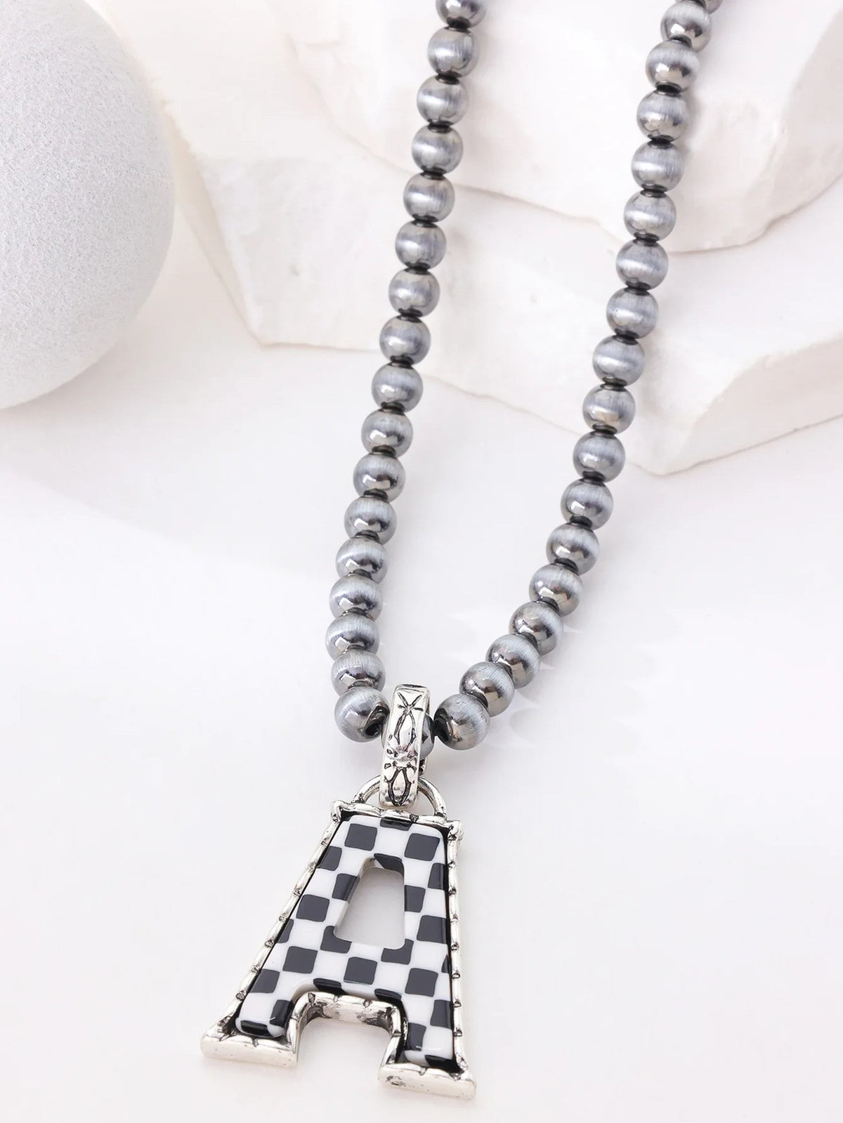 Checkerboard Letter Necklace