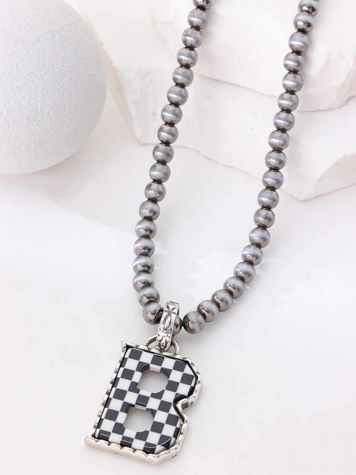 Checkerboard Letter Necklace