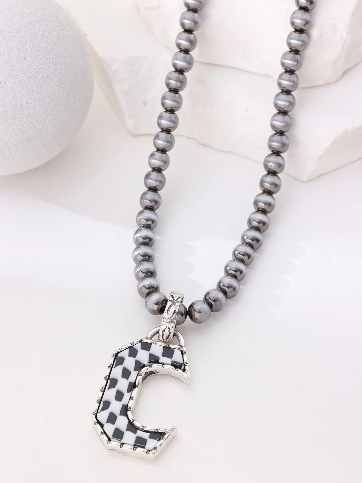 Checkerboard Letter Necklace