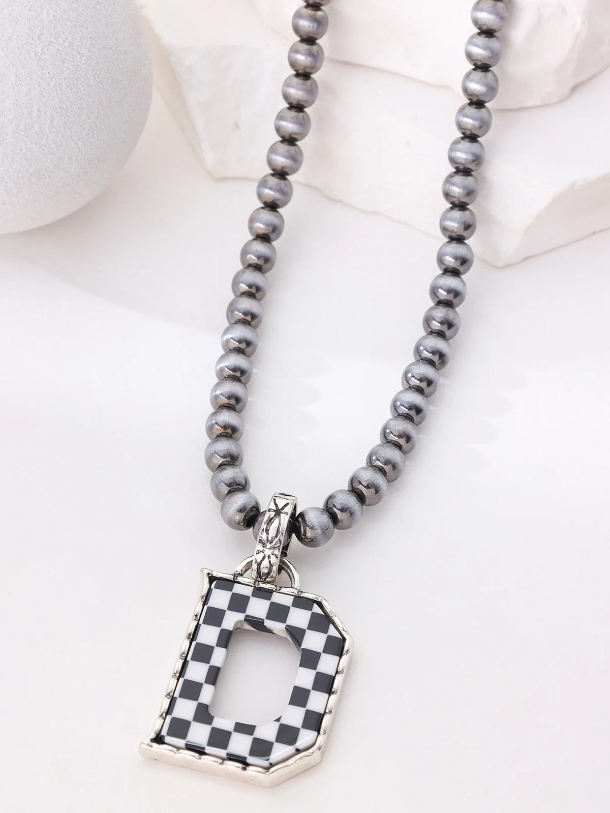 Checkerboard Letter Necklace
