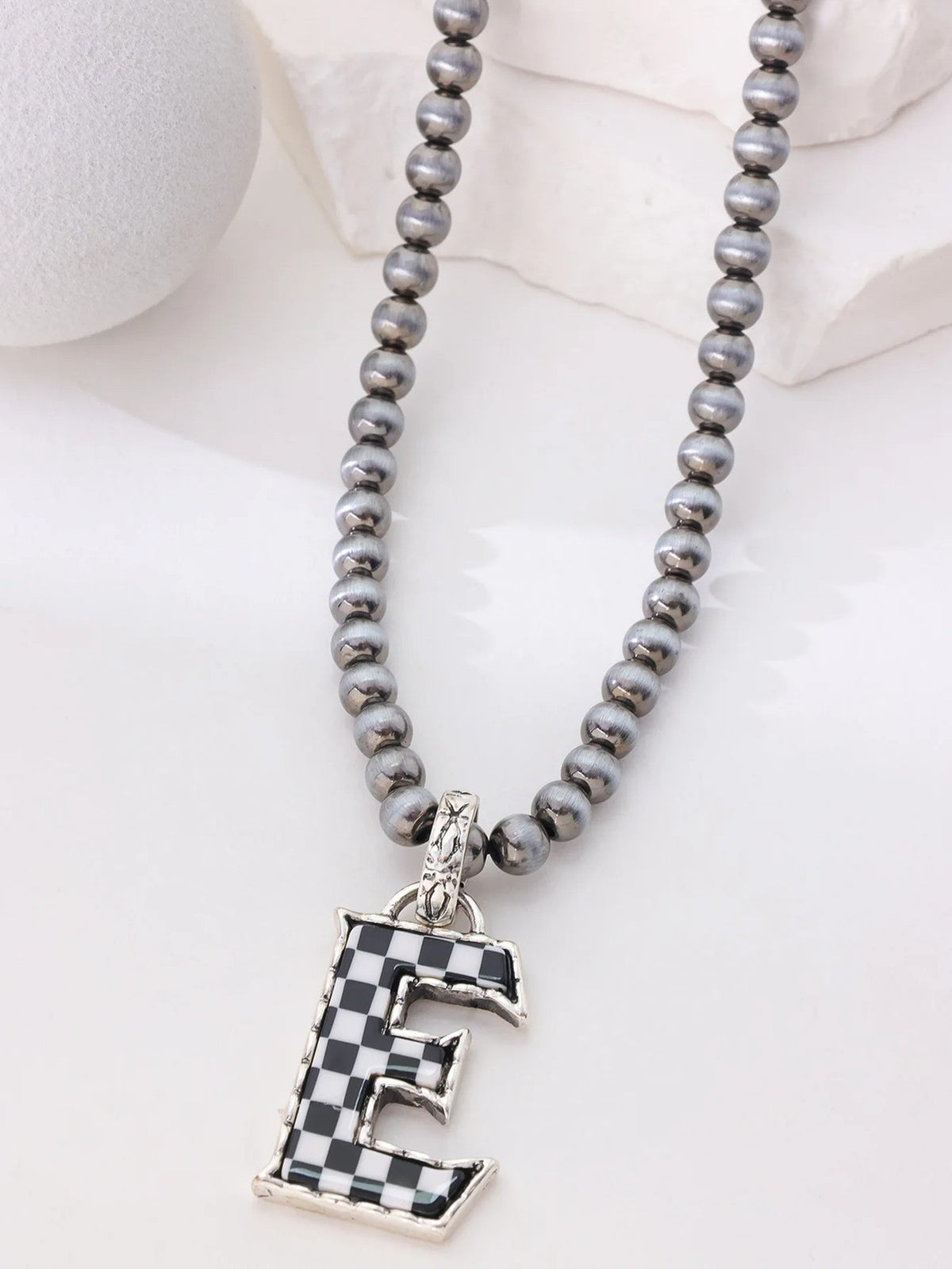 Checkerboard Letter Necklace
